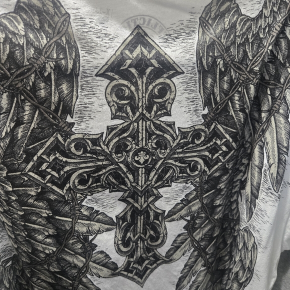 Affliction Black and White Skull Graphic Tees - Picture 6 of 8